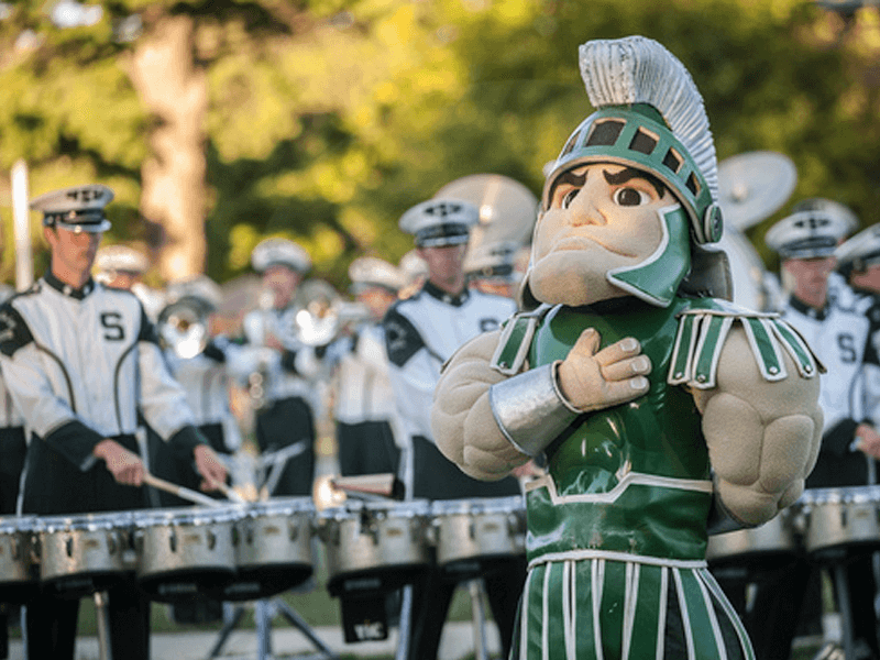 Sparty and the marching band